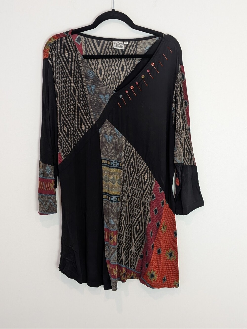 Parsley & Sage Printed Tunic Top Size 2X Lagenlook Art To Wear Boho